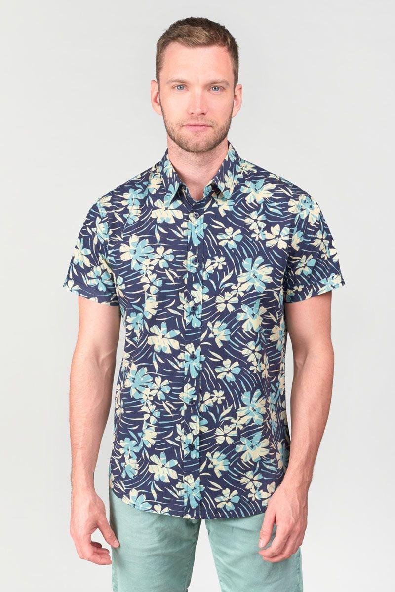 Le Temps Des Cerises Chemise Bolir Bleu Marine à Motif Jungle