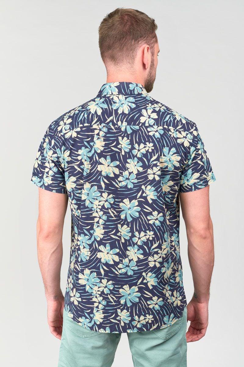 Le Temps Des Cerises Chemise Bolir Bleu Marine à Motif Jungle