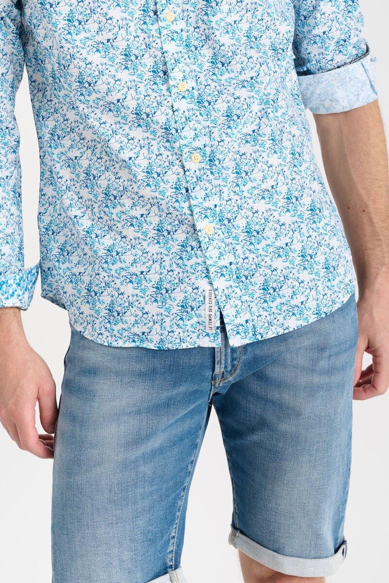 Le Temps Des Cerises Chemise Botix Bleu à Motif Fleuri