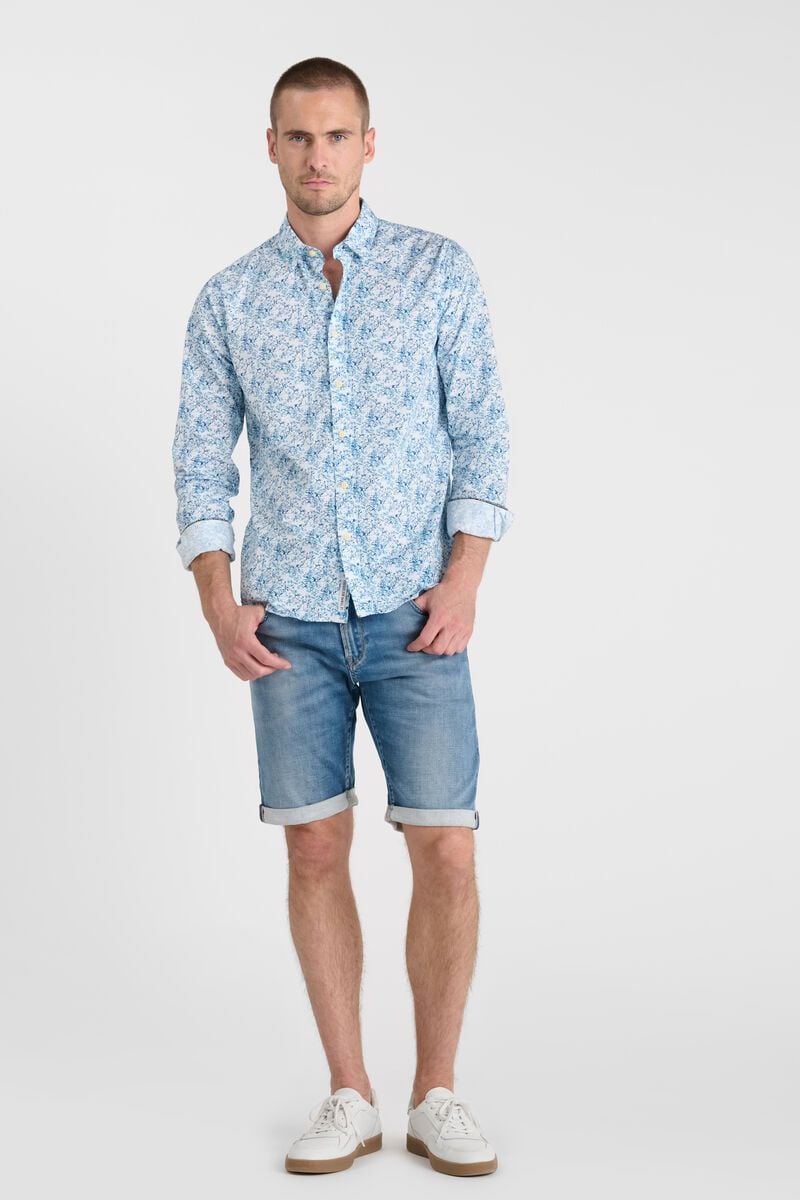 Le Temps Des Cerises Chemise Botix Bleu à Motif Fleuri