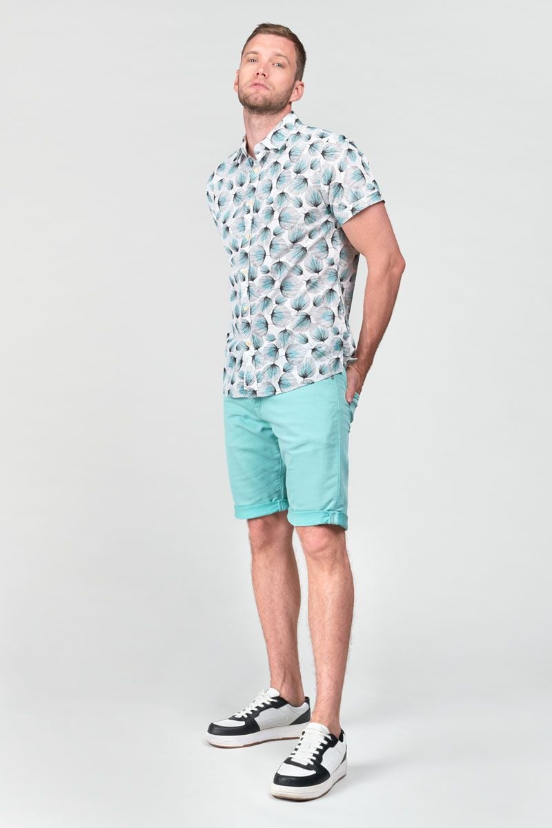 le temps des cerises Chemise Bremo blanche à motif feuilles