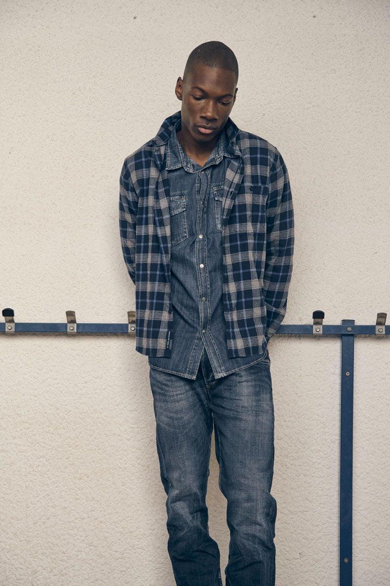 le temps des cerises Chemise Camir bleue à carreaux