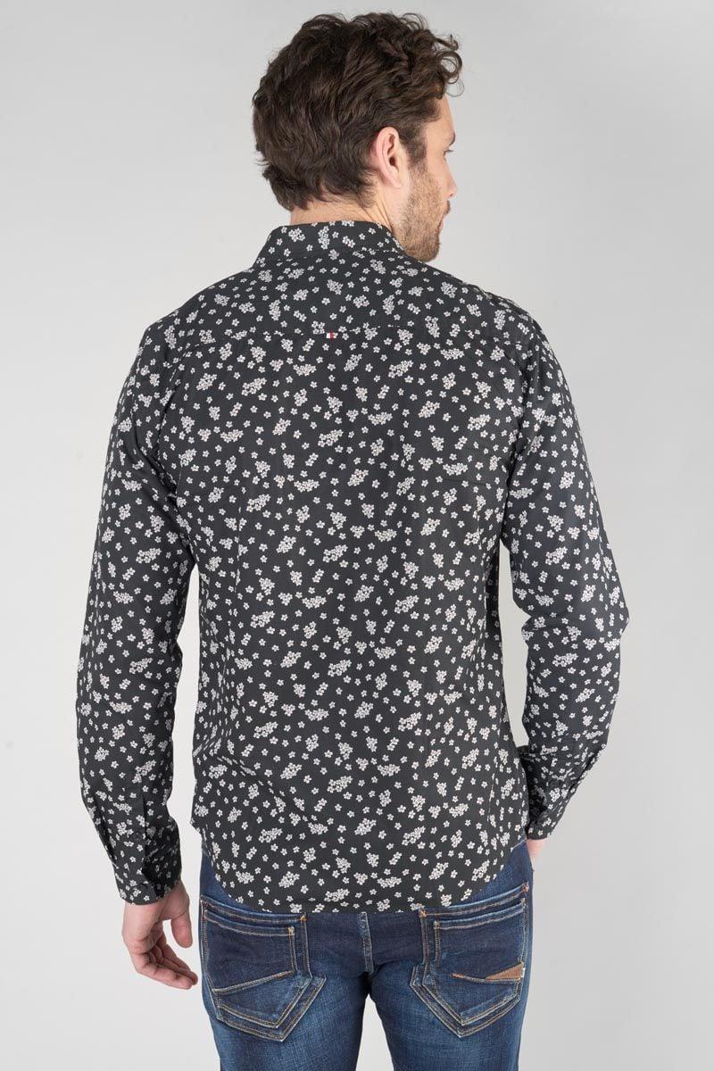 Le Temps Des Cerises Chemise Cesal Noire à Motif Fleuri