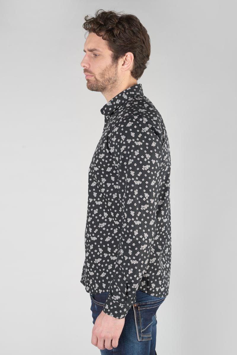 Le Temps Des Cerises Chemise Cesal Noire à Motif Fleuri