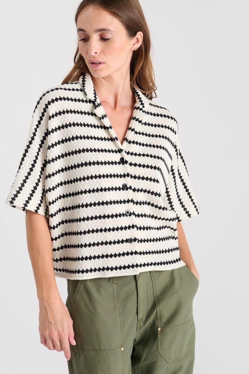 le temps des cerises Chemise Cleo en crochet à rayures