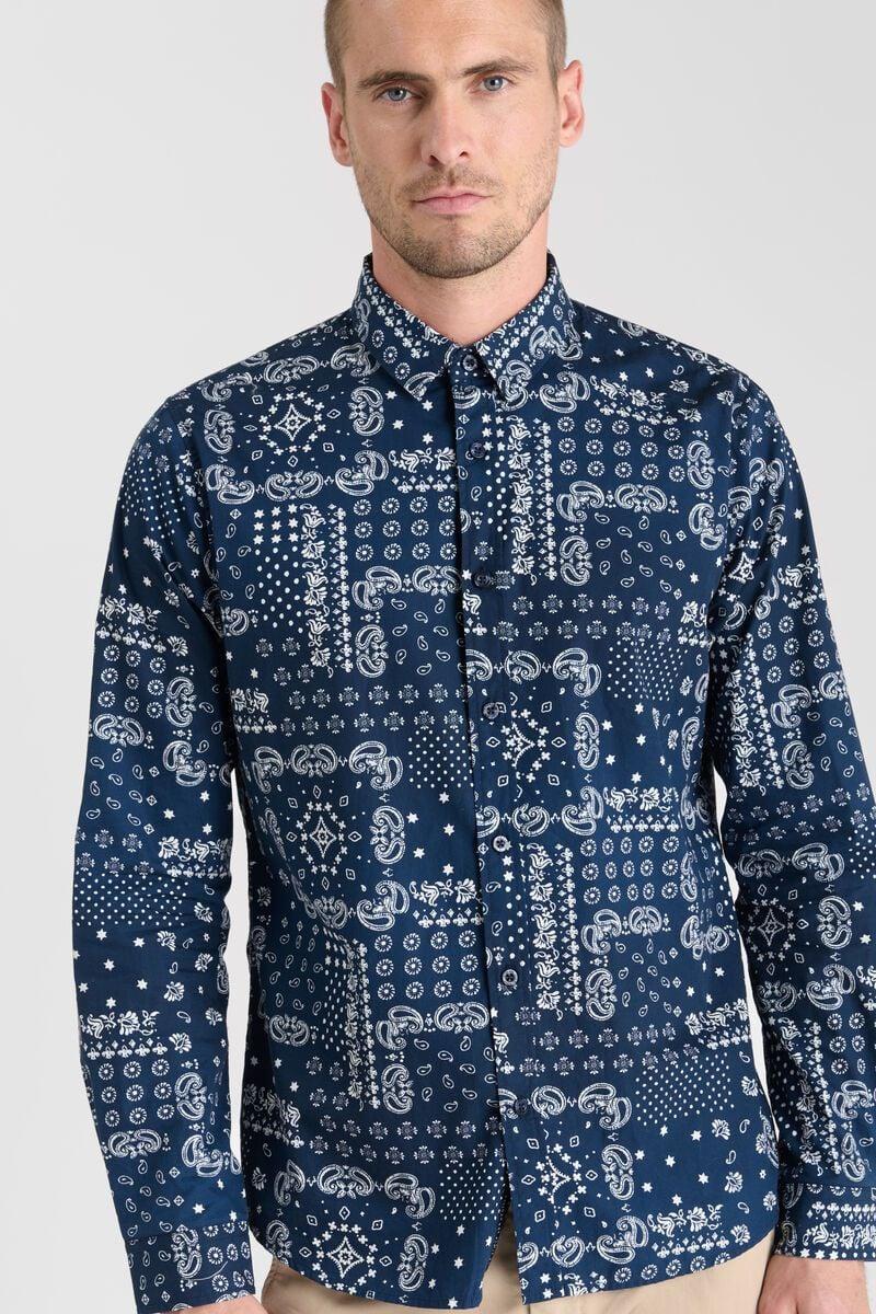 Le Temps Des Cerises Chemise Credo Bleu à Motif Cachemire