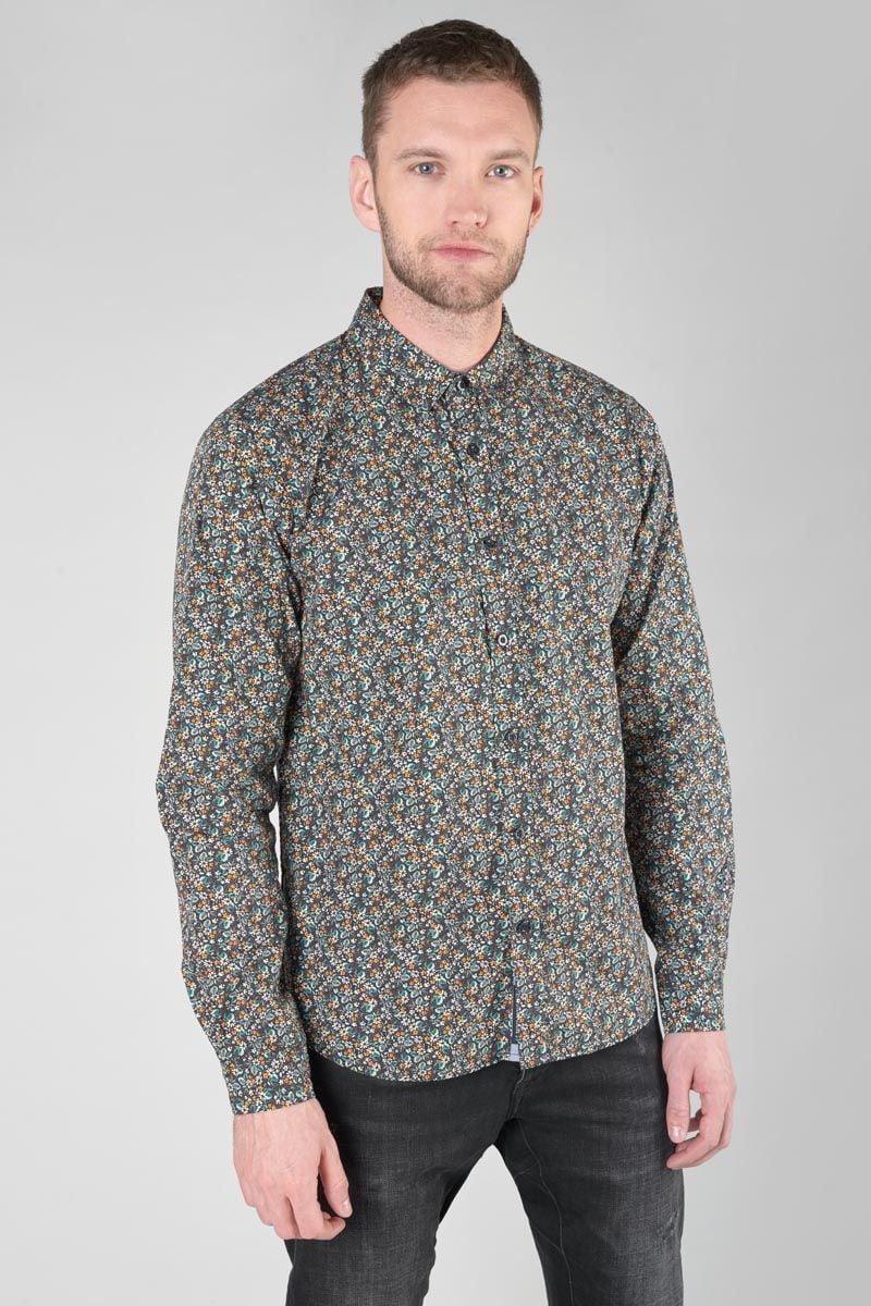 Le Temps Des Cerises Chemise Drome Noire à Motif Fleuri