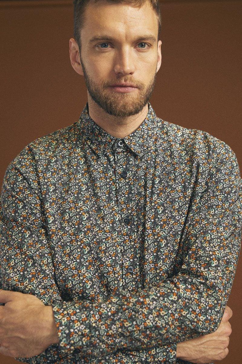 Le Temps Des Cerises Chemise Drome Noire à Motif Fleuri