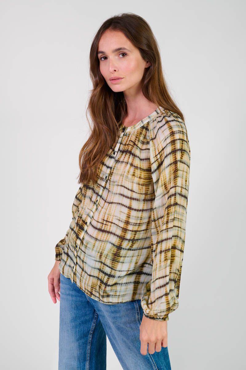 Le Temps Des Cerises Chemise Dyana Moutarde à Motif Tie And Dye