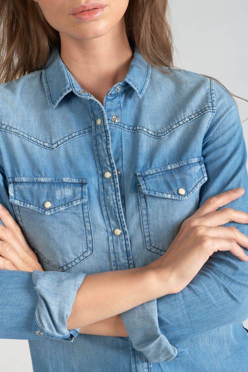 Le Temps Des Cerises Chemise En Jeans Juanita Bleu Clair