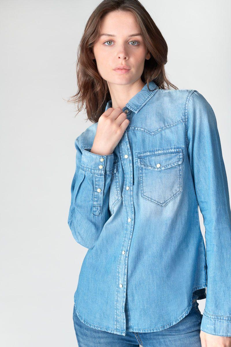 Le Temps Des Cerises Chemise En Jeans Juanita Bleu Délavé
