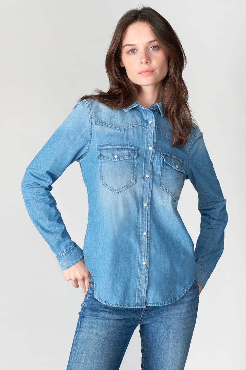 le temps des cerises Chemise en jeans Juanita bleu délavé
