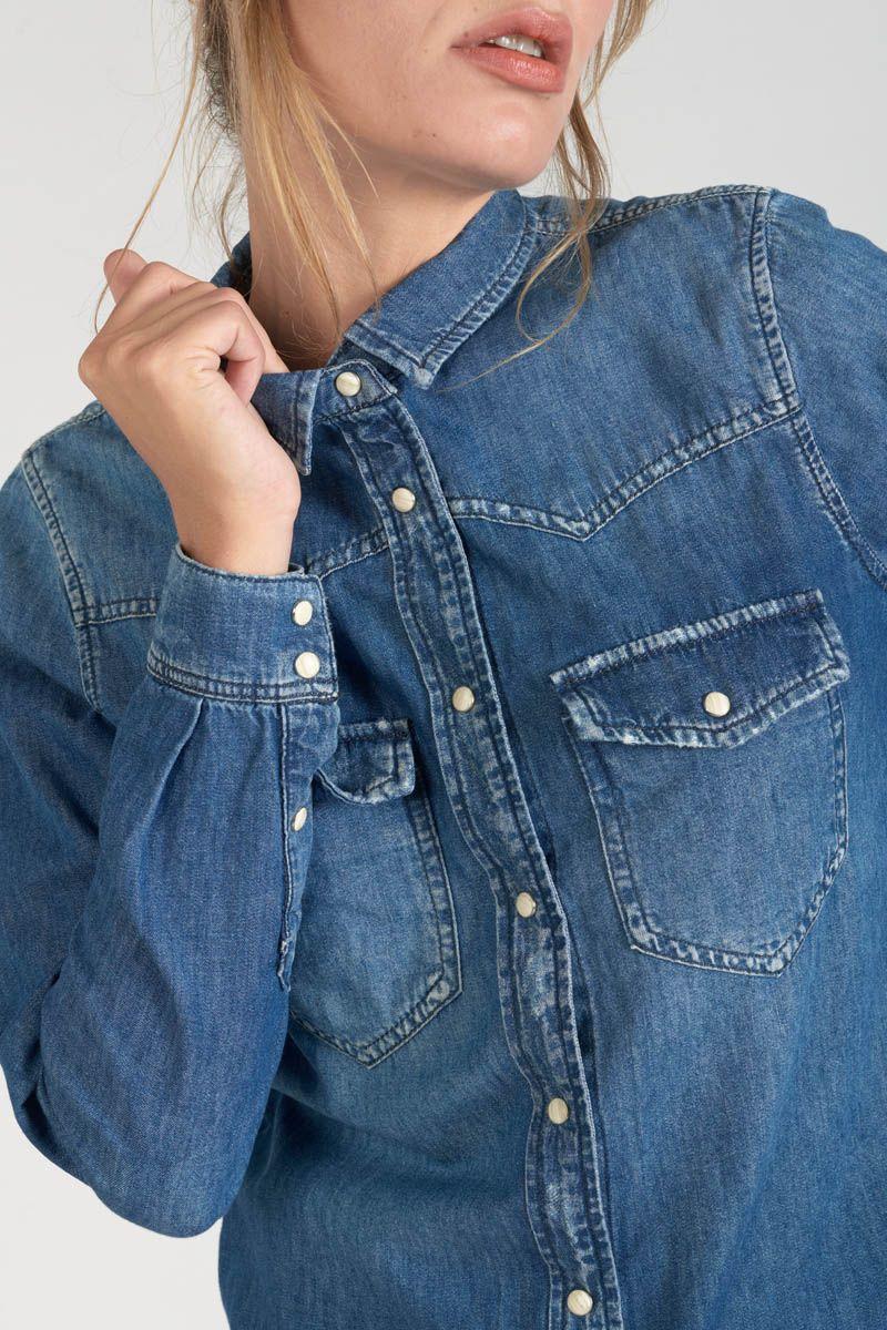 Le Temps Des Cerises Chemise En Jeans Juanita Bleue