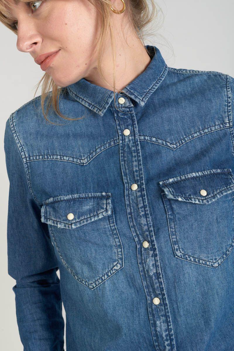 Le Temps Des Cerises Chemise En Jeans Juanita Bleue