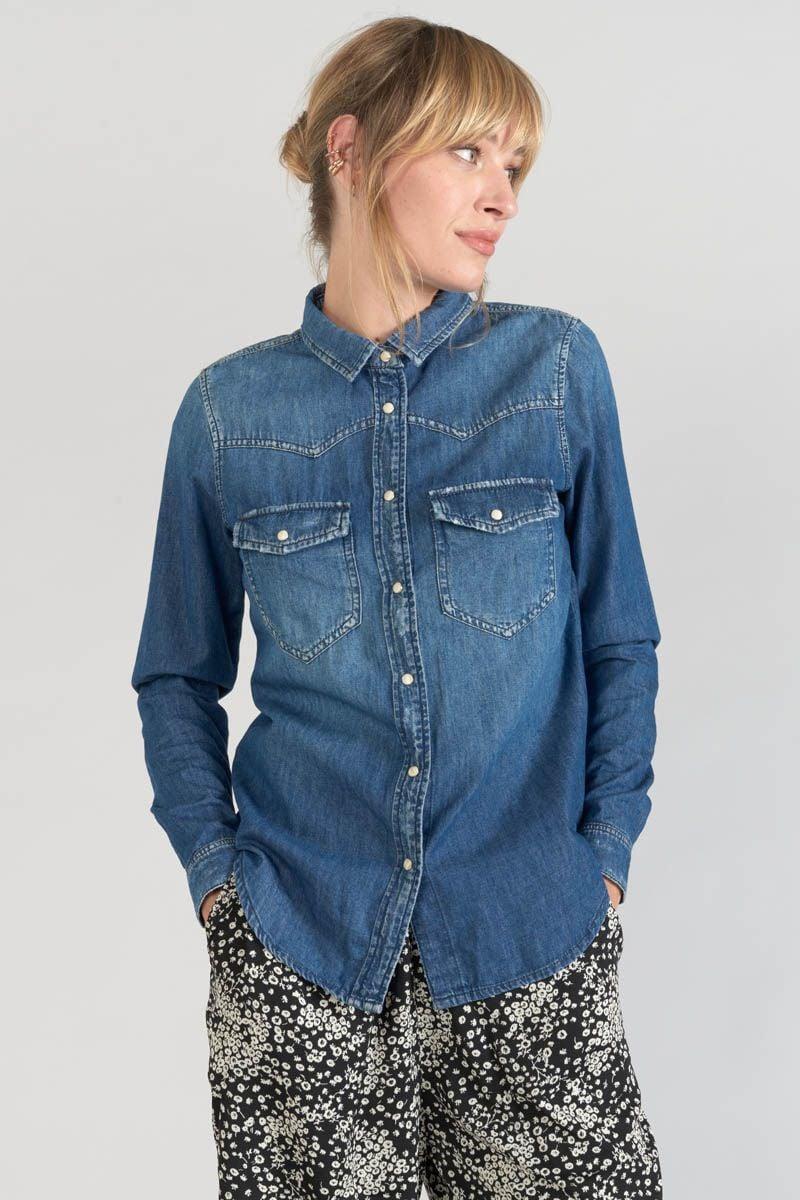 le temps des cerises Chemise en jeans Juanita bleue