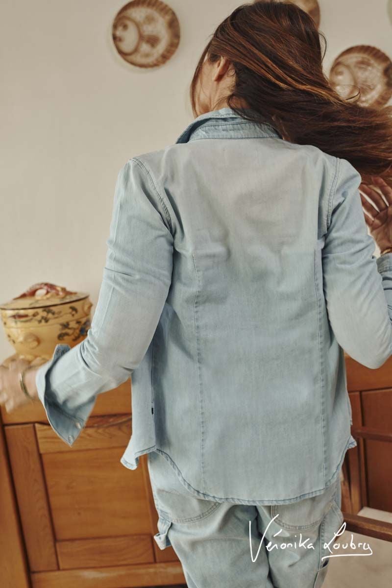 Le Temps Des Cerises Chemise En Jeans Nude Bleue By Véronika Loubry