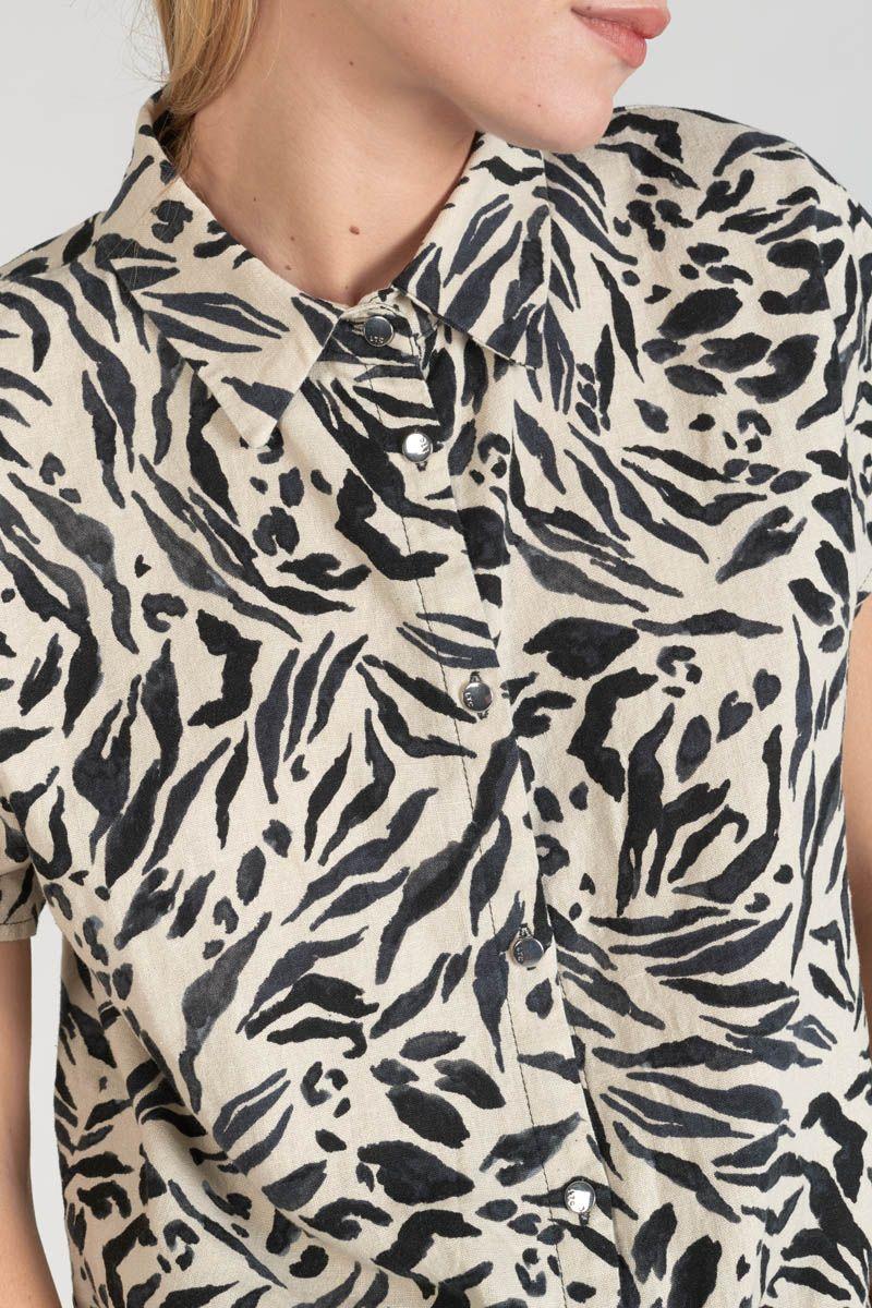 Le Temps Des Cerises Chemise En Lin Mélangé Noor à Motif Animalier