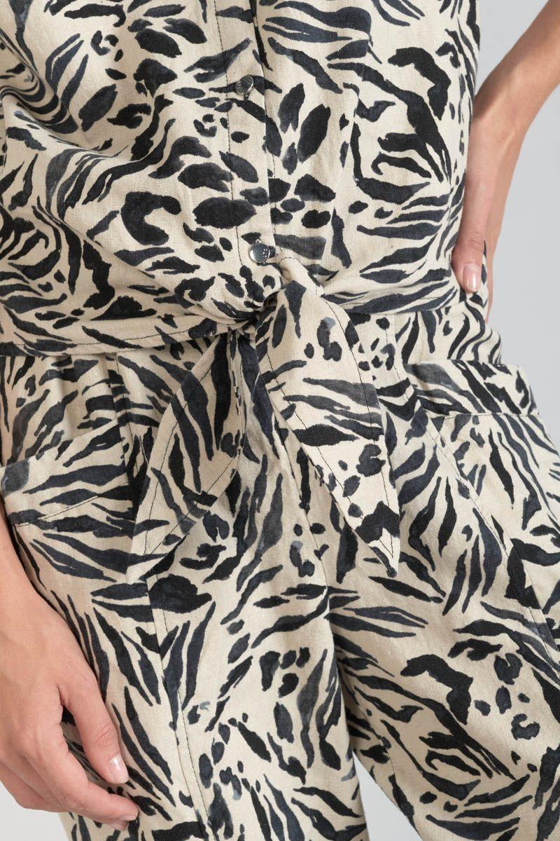 Le Temps Des Cerises Chemise En Lin Mélangé Noor à Motif Animalier