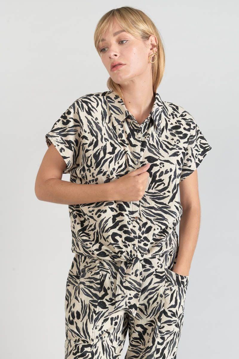 Le Temps Des Cerises Chemise En Lin Mélangé Noor à Motif Animalier