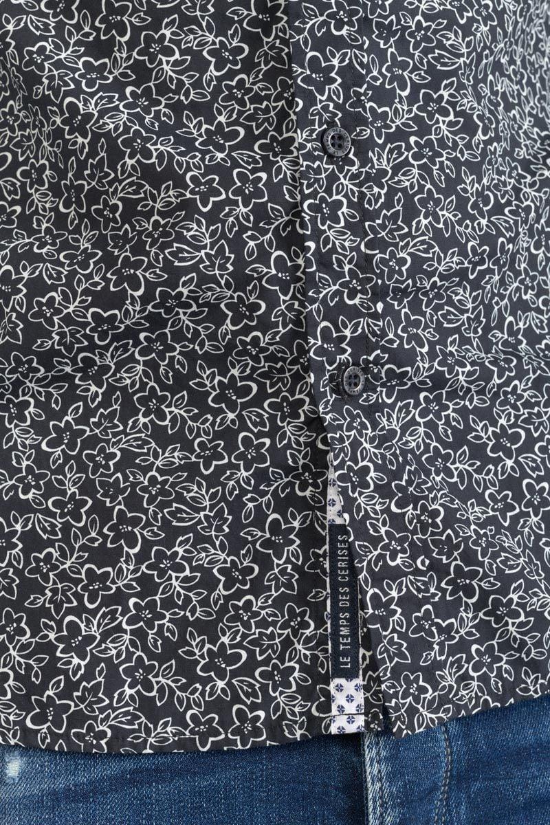 Le Temps Des Cerises Chemise Fibor à Motif Fleuri Noir Et Blanc