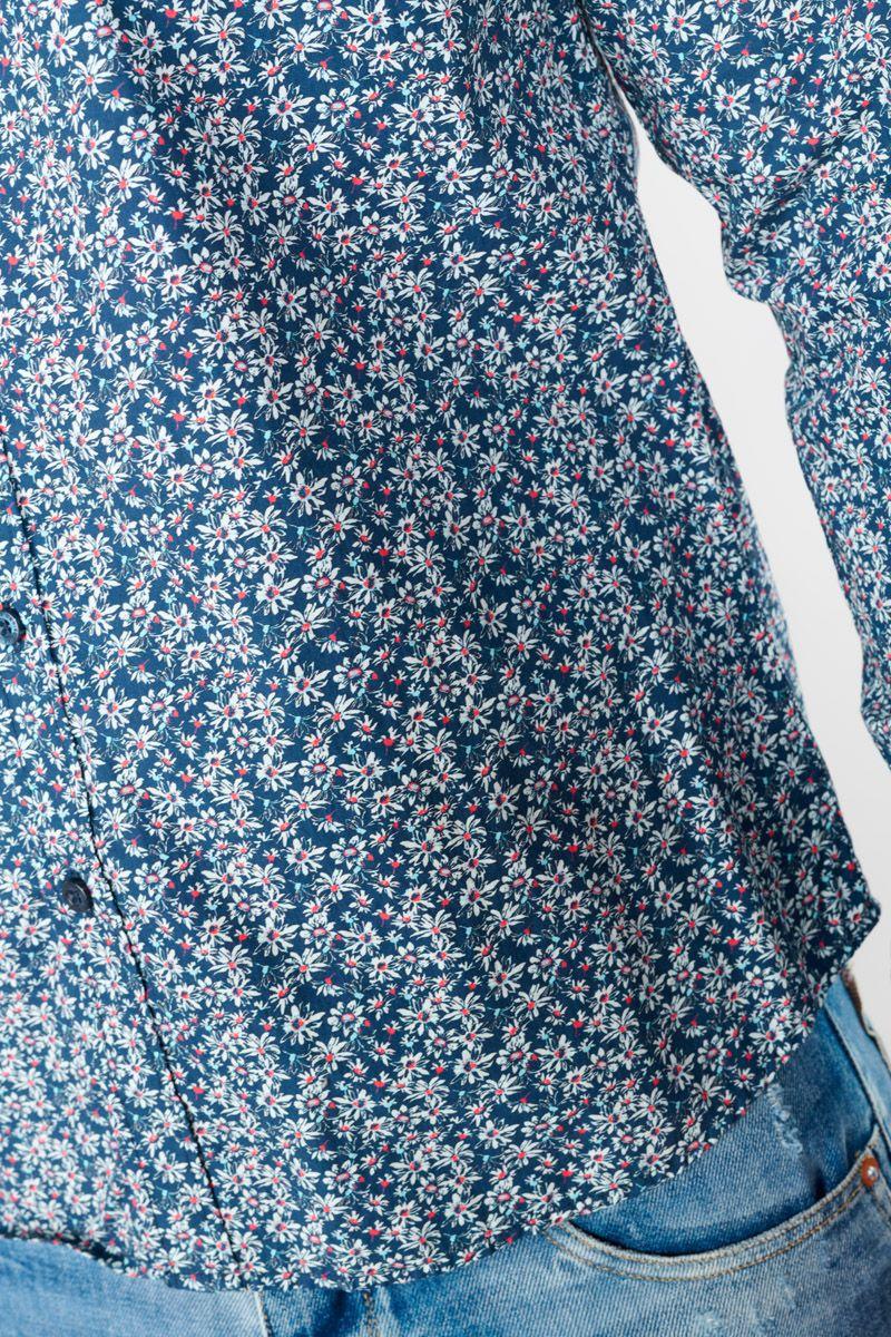 Le Temps Des Cerises Chemise Fusar à Motif Fleuri Bleu