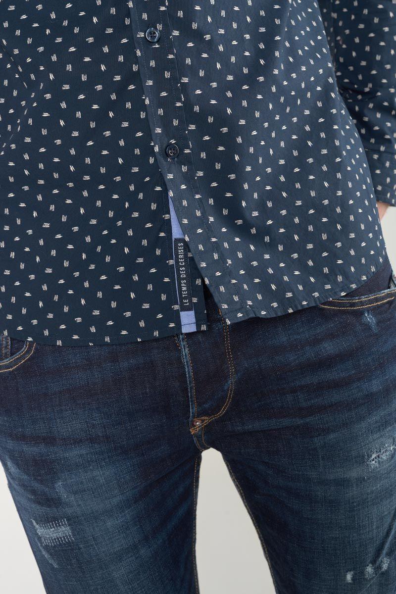 Le Temps Des Cerises Chemise Gisor Bleu Marine à Motif