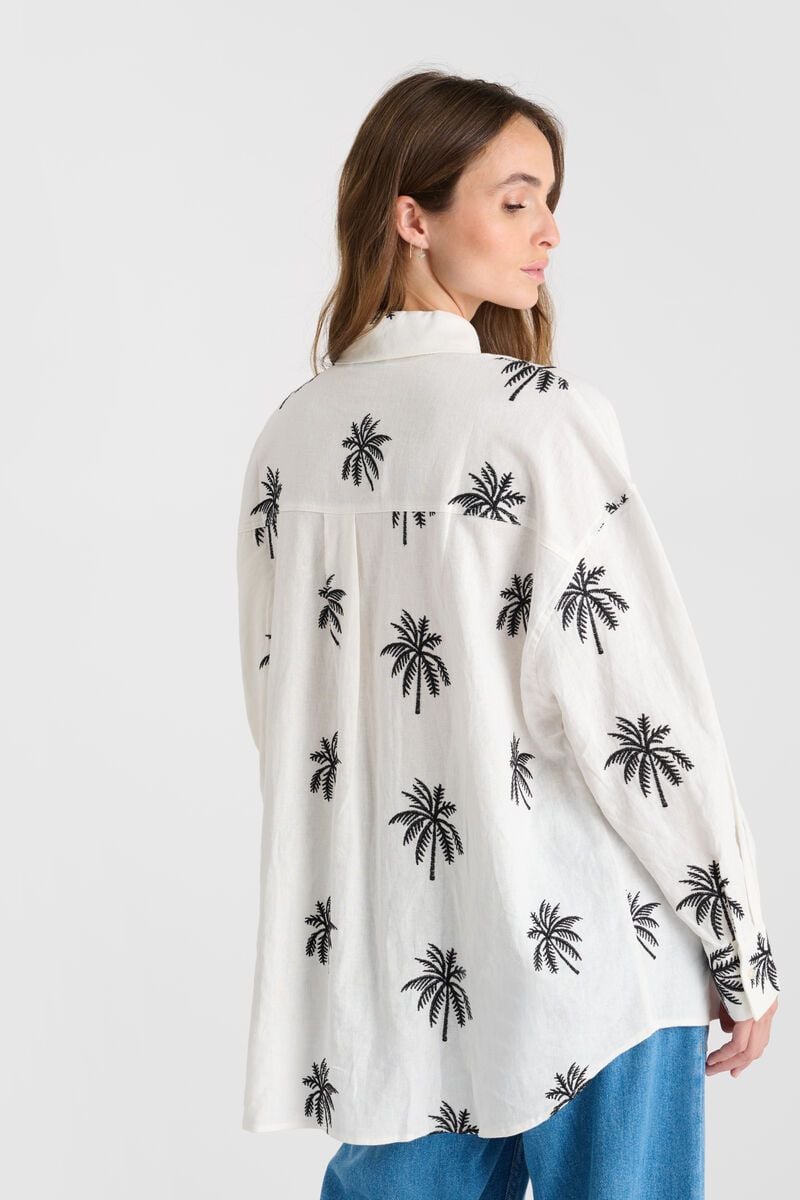 Le Temps Des Cerises Chemise Guapa à Broderie Palmiers