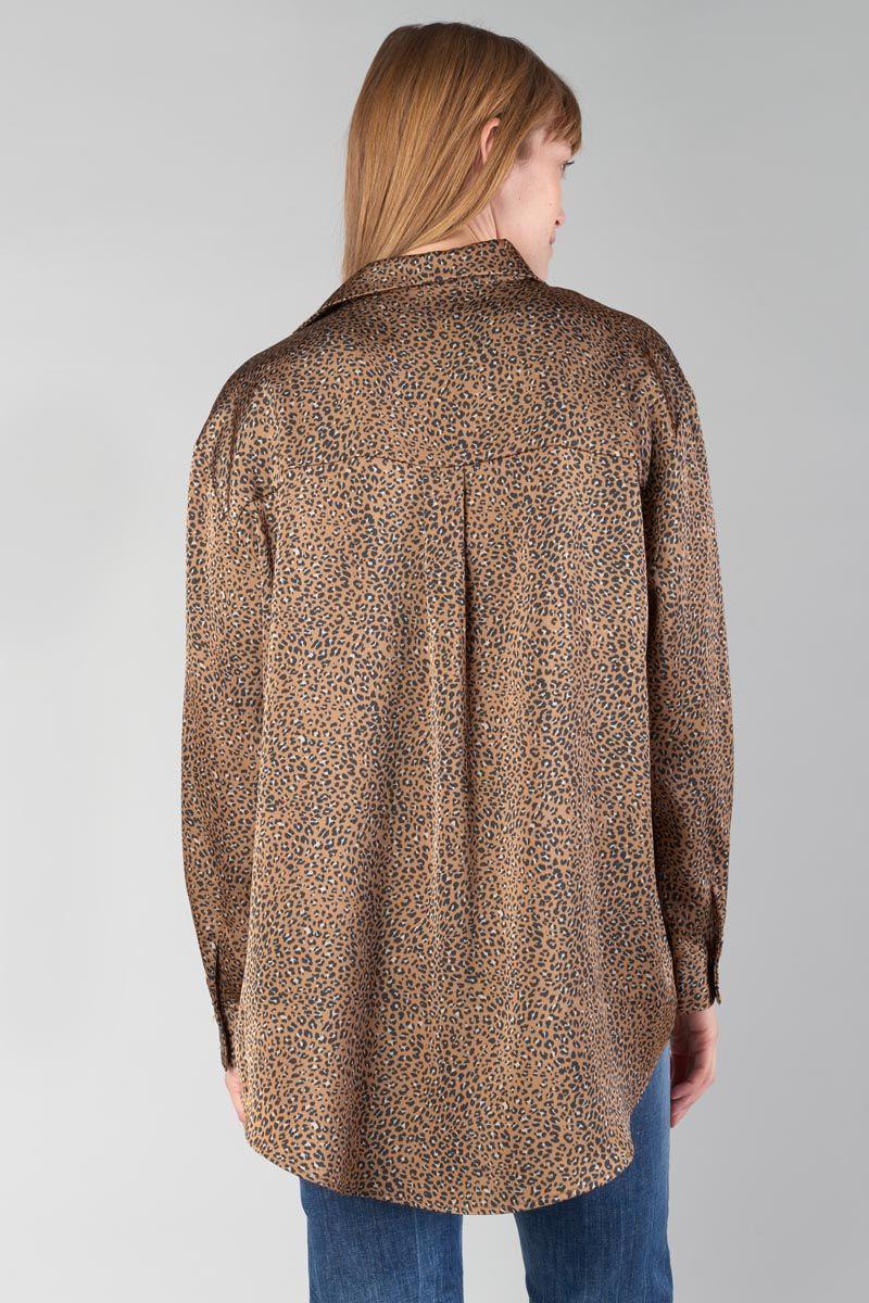 Le Temps Des Cerises Chemise Liris à Motif Léopard Marron Latte