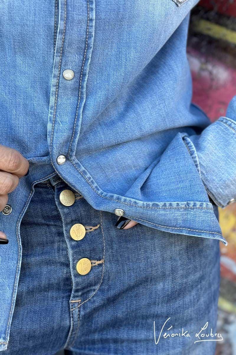 Le Temps Des Cerises Chemise Loose En Jeans Bleu Clair Gérard By Véronika Loubry
