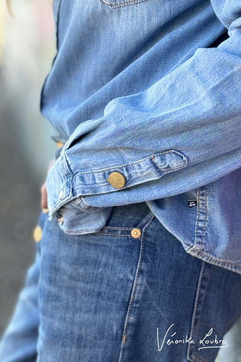 Le Temps Des Cerises Chemise Loose En Jeans Bleu Clair Gérard By Véronika Loubry