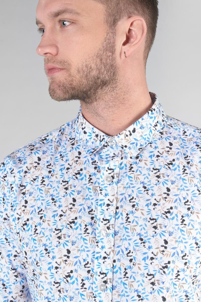 Le Temps Des Cerises Chemise Mariot Blanche à Motif Feuilles