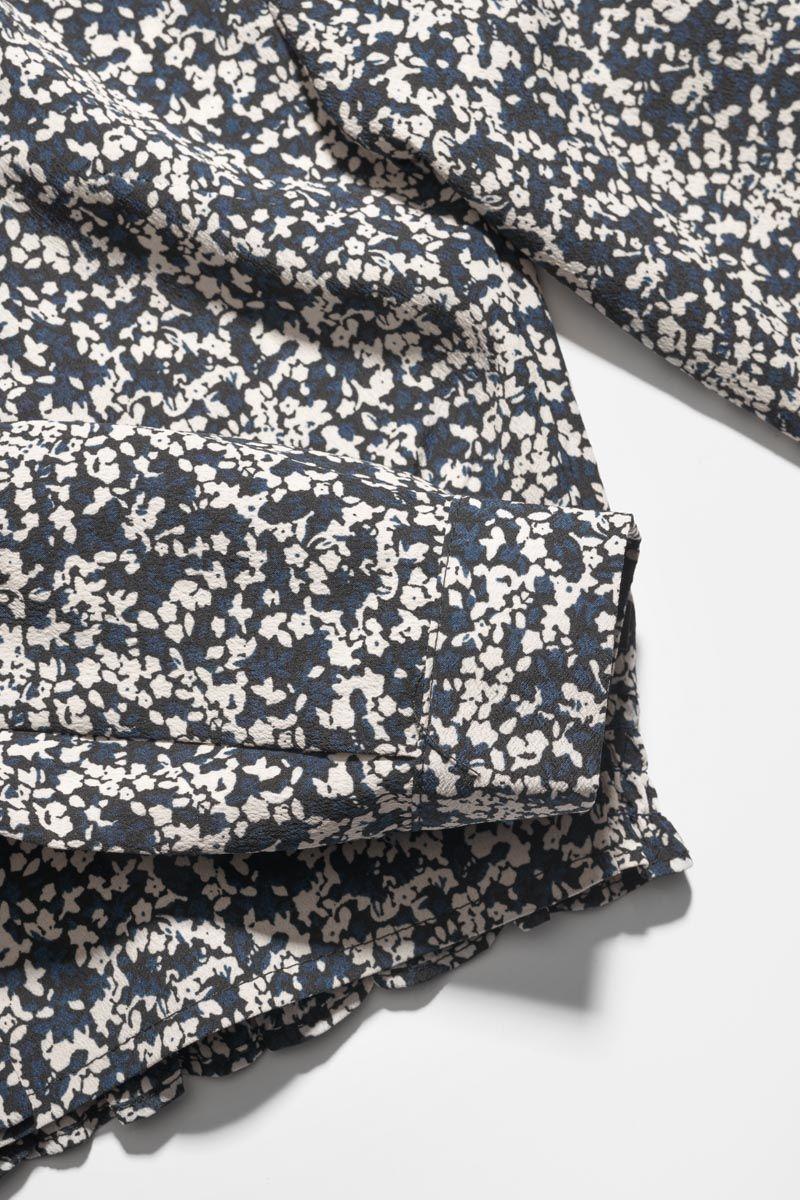 Le Temps Des Cerises Chemise Mileagi à Motif Floral Bleu Nuit Et Blanc