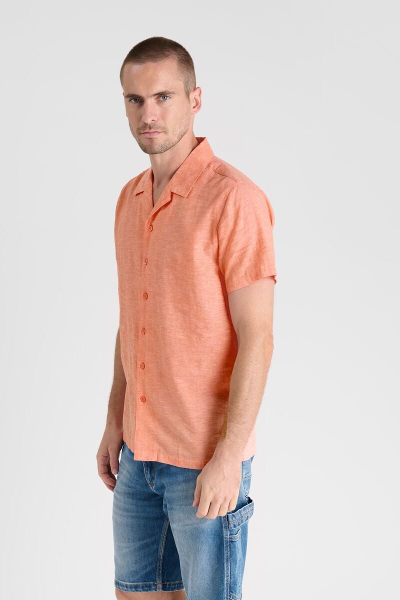 Le Temps Des Cerises Chemise Minar En Lin Mélangé Saumon