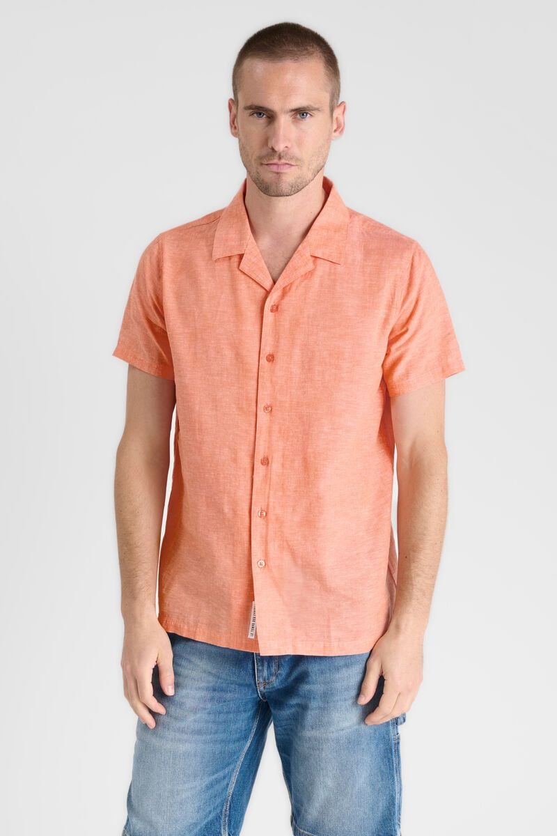le temps des cerises Chemise Minar en lin mélangé saumon