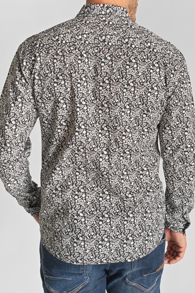 Le Temps Des Cerises Chemise Morel Noire à Motif Fleuri Blanc