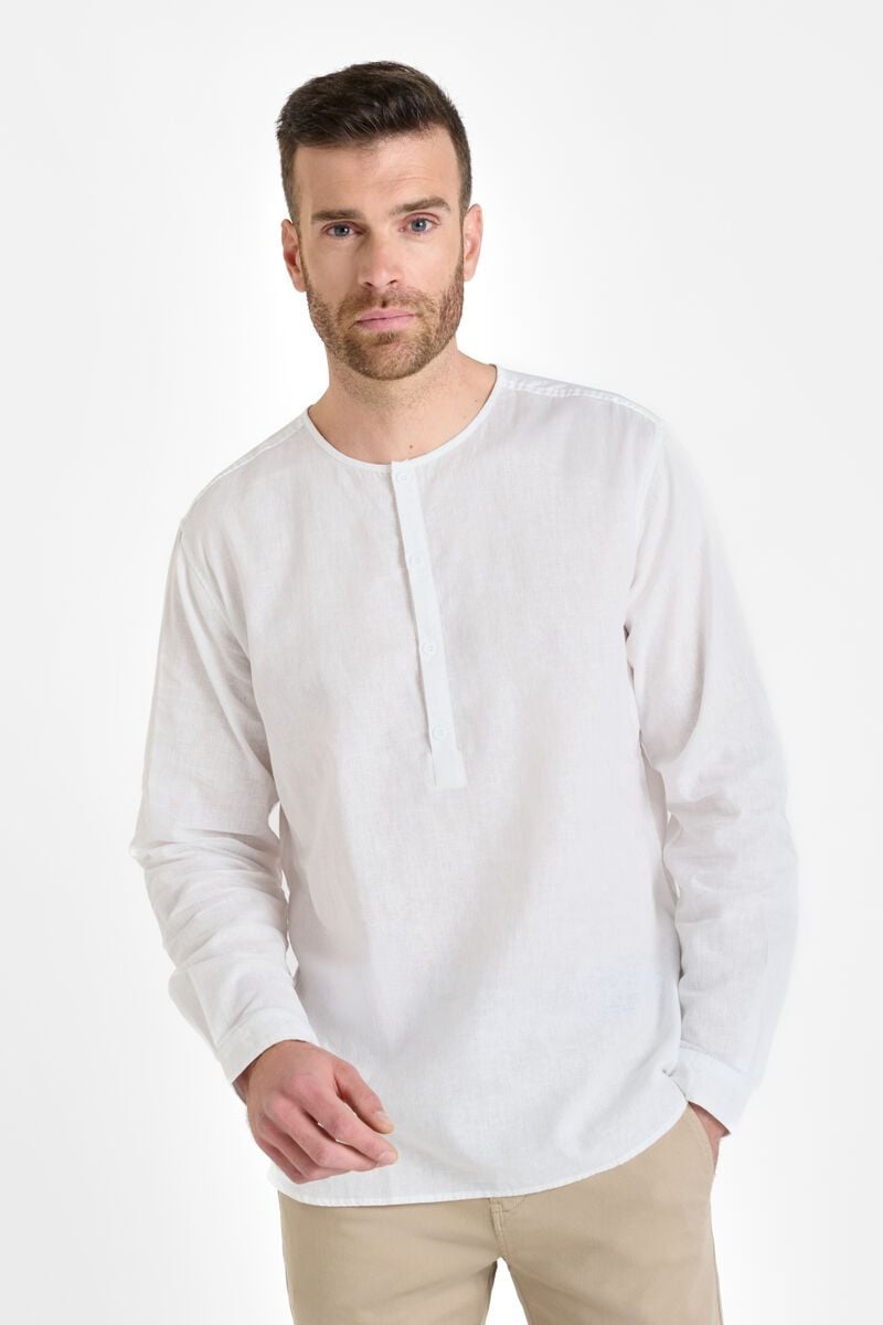 Le Temps Des Cerises Chemise Natis En Lin Mélangé Blanc