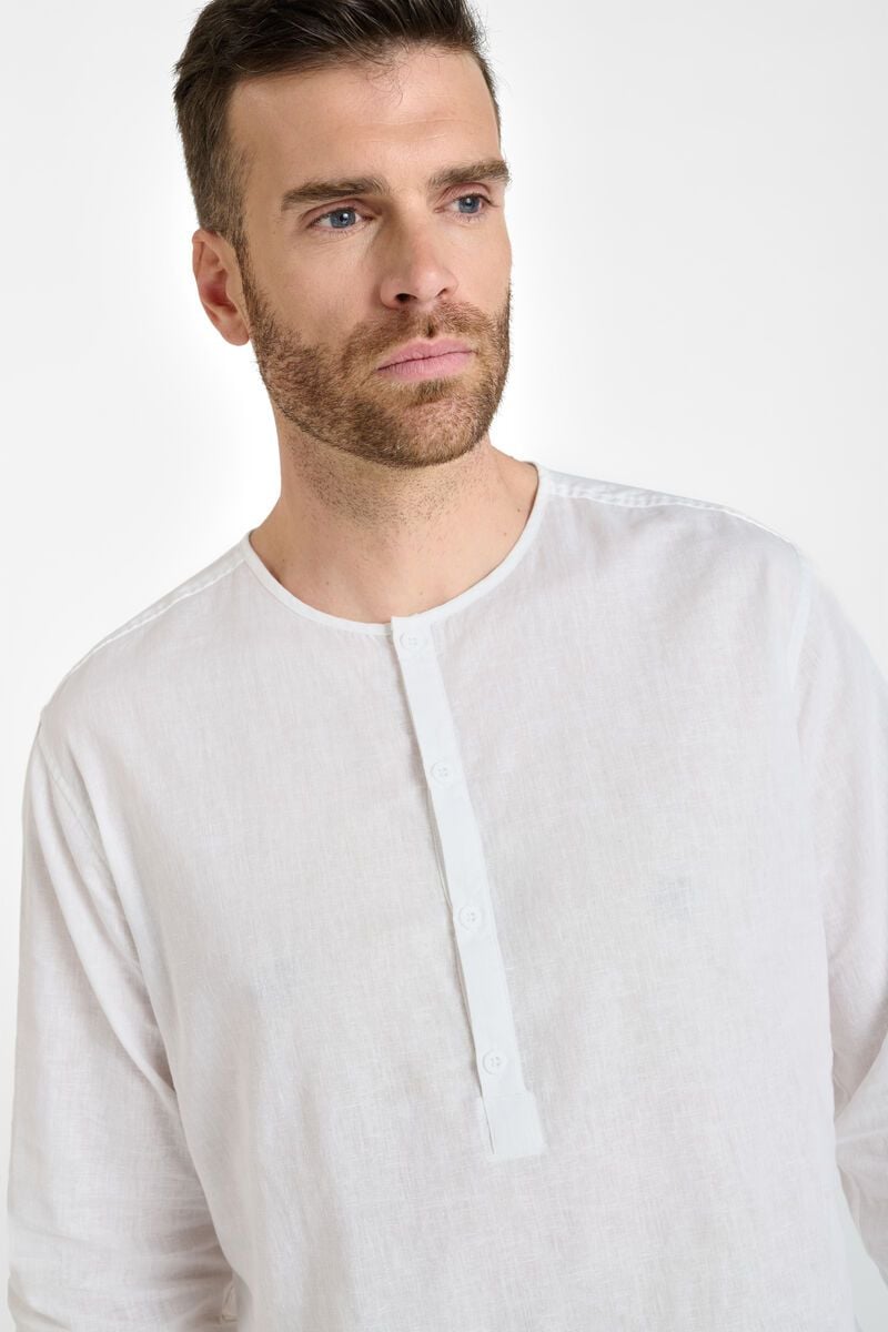 Le Temps Des Cerises Chemise Natis En Lin Mélangé Blanc