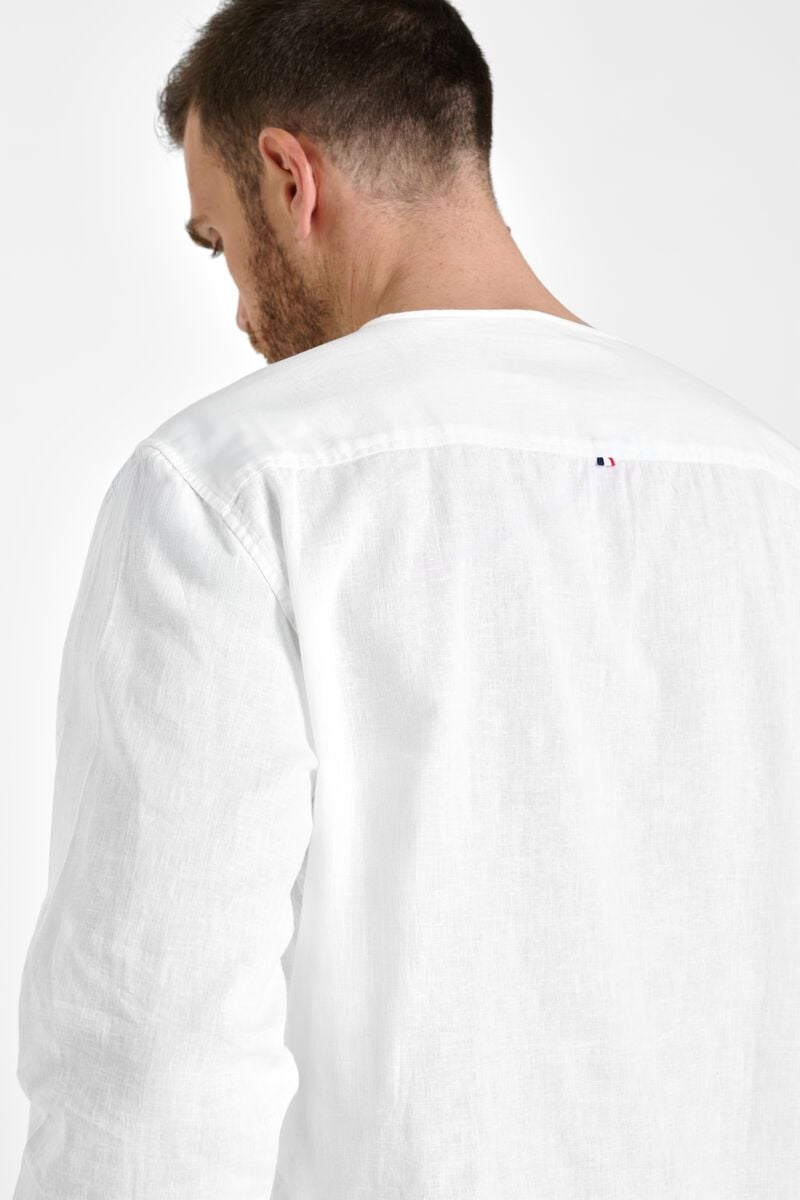 Le Temps Des Cerises Chemise Natis En Lin Mélangé Blanc