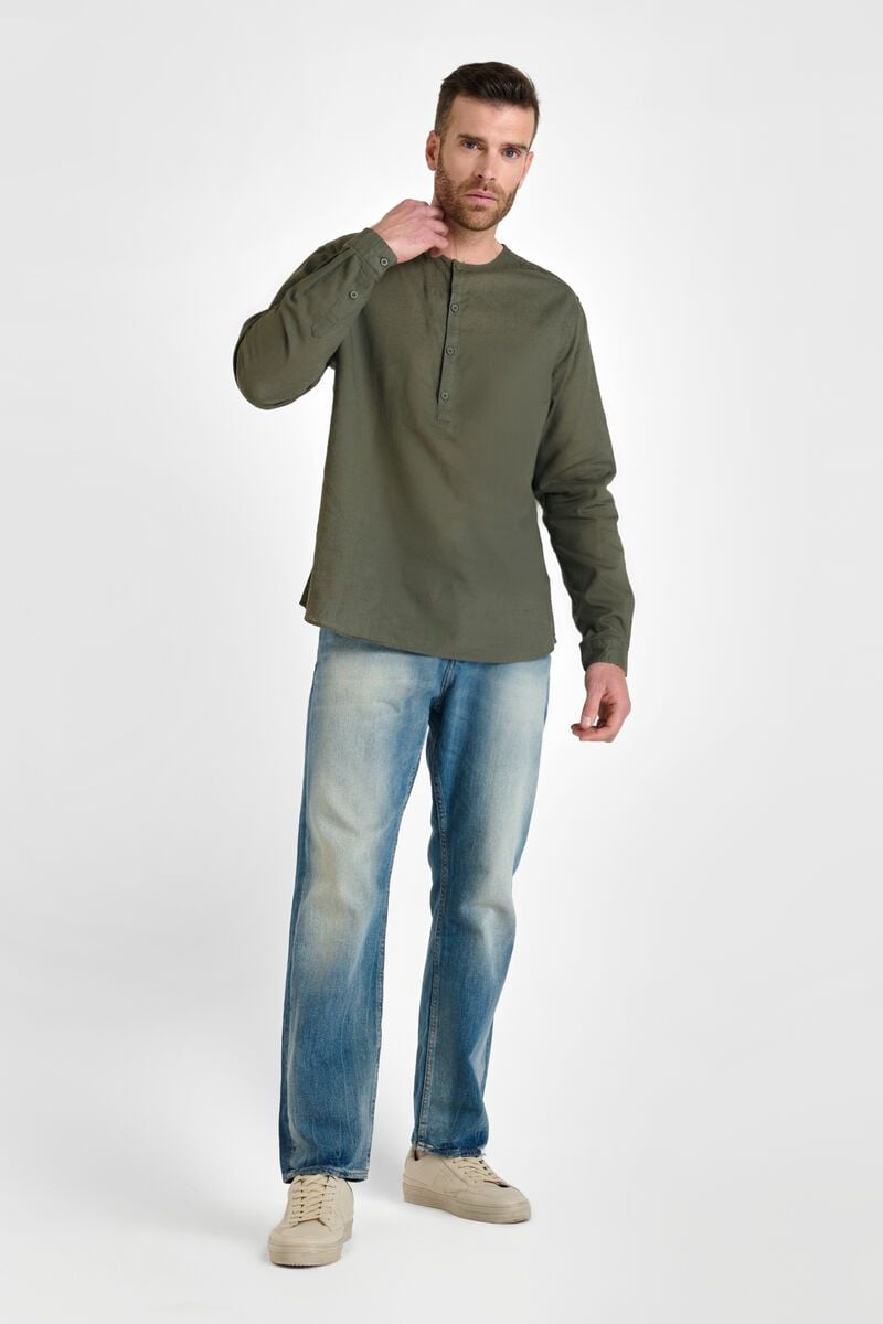 Le Temps Des Cerises Chemise Natis En Lin Mélangé Kaki