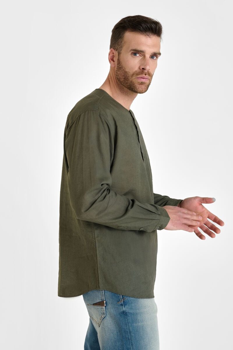 Le Temps Des Cerises Chemise Natis En Lin Mélangé Kaki