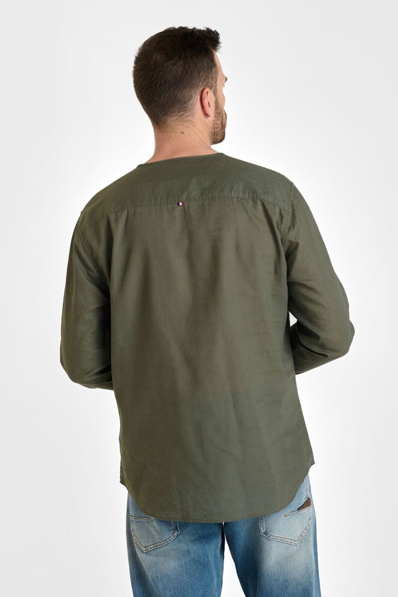 Le Temps Des Cerises Chemise Natis En Lin Mélangé Kaki