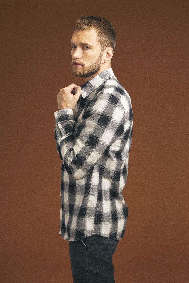 le temps des cerises Chemise Nima à carreaux noirs et beige