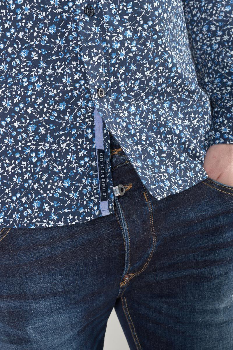 Le Temps Des Cerises Chemise Nobel Bleu Marine à Motif Fleuri