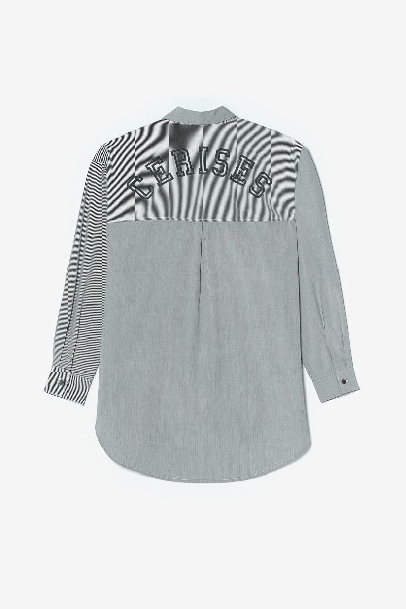 Le Temps Des Cerises Chemise Oversize Ginagi à Rayures Vertes