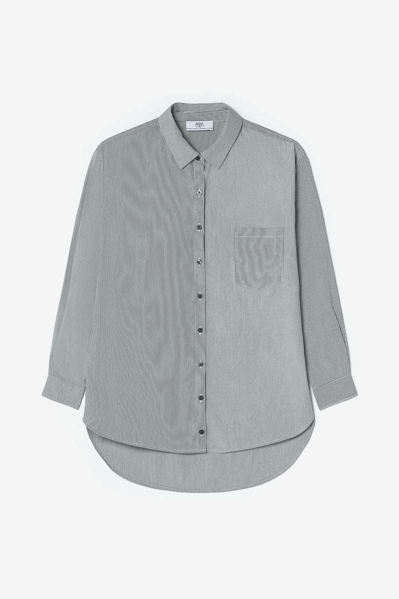 Le Temps Des Cerises Chemise Oversize Ginagi à Rayures Vertes