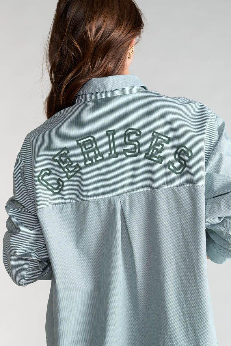Le Temps Des Cerises Chemise Oversize Ginagi à Rayures Vertes