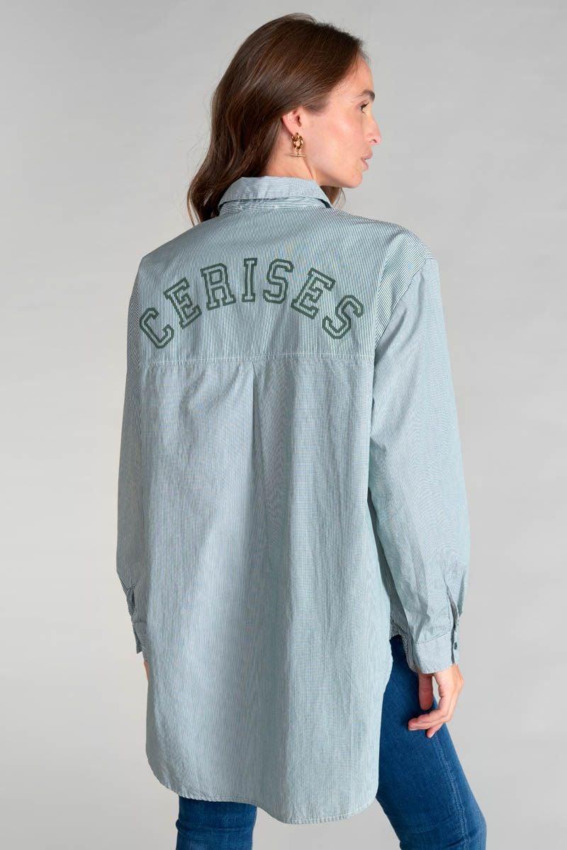 Le Temps Des Cerises Chemise Oversize Ginagi à Rayures Vertes