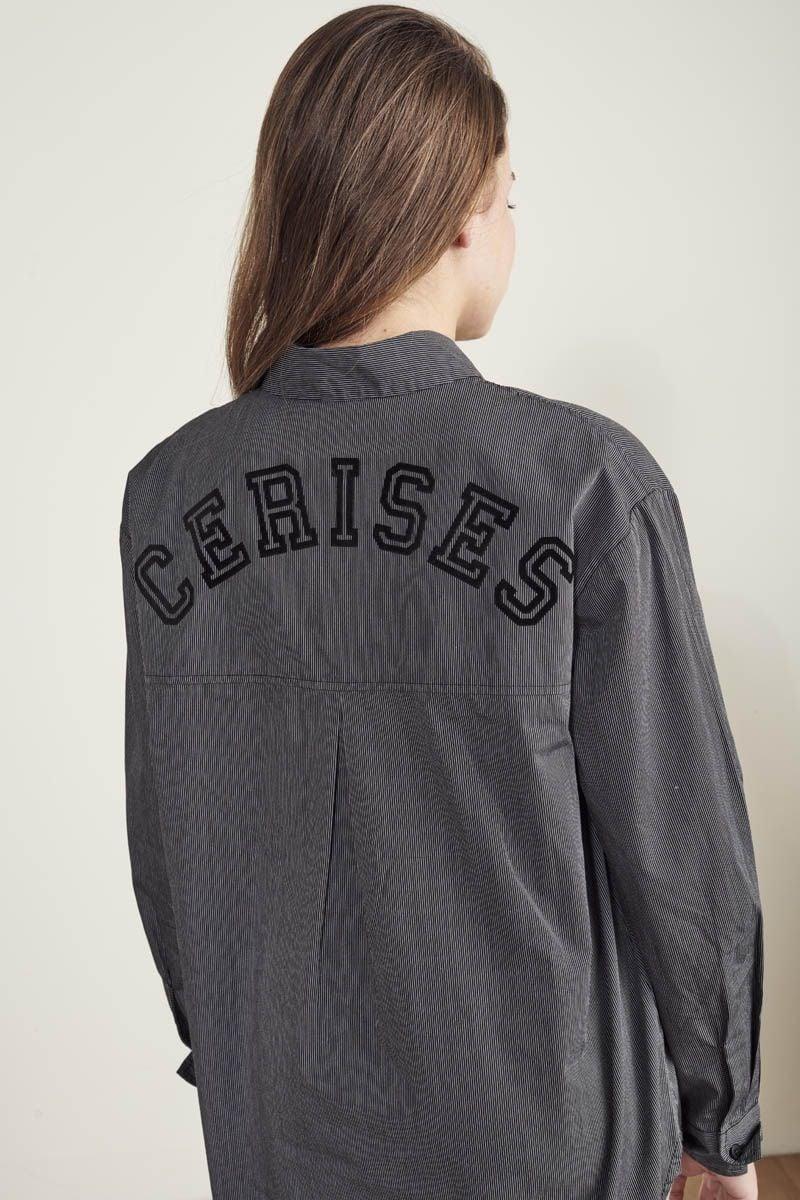 Le Temps Des Cerises Chemise Oversize Ladogi à Rayures Noire