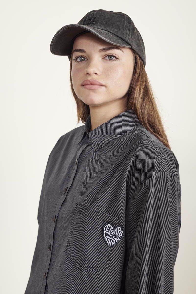 le temps des cerises Chemise oversize Ladogi à rayures noire