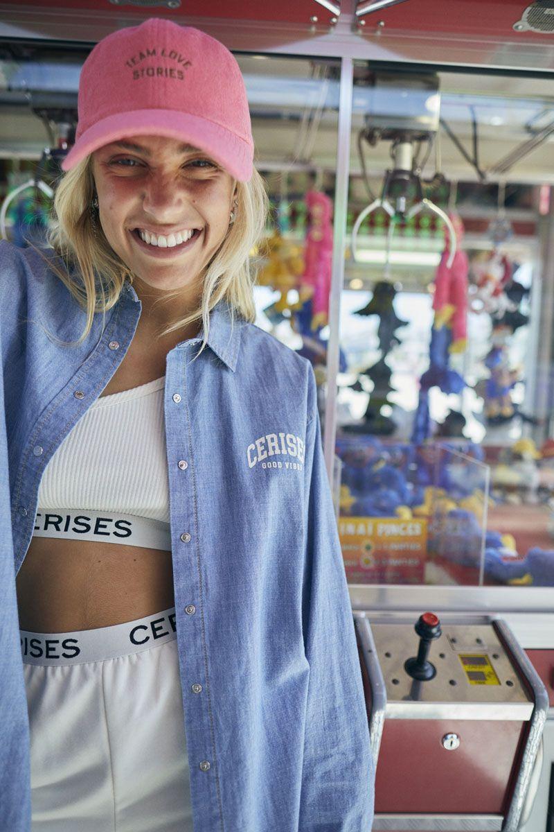 le temps des cerises Chemise oversize Ziagi bleu denim